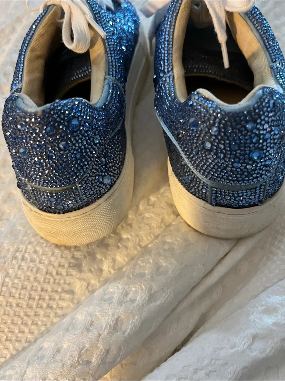 Betsey Johnson Navy Blue Crystal Lace-Up Sneakers